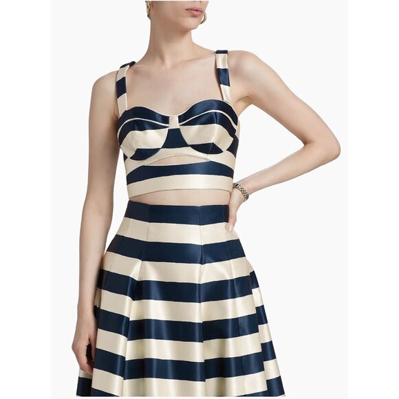 NICHOLAS THE LABEL Sasha Navy Cream Striped Crop Striped Bustier Top Sz 6 NWT - Picture 2 of 4